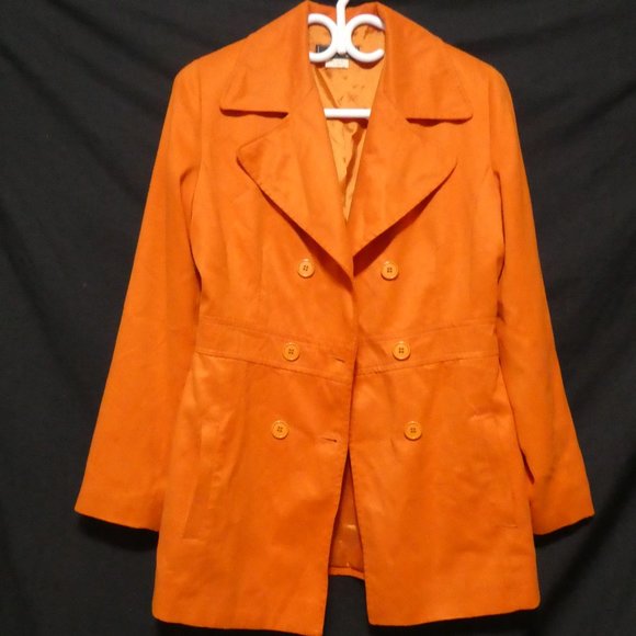 INFLUENCE DE NAF NAF | GWI 11 BL T 38 | Gorgeous Orange Pea Coat | NWOT - Picture 2 of 16